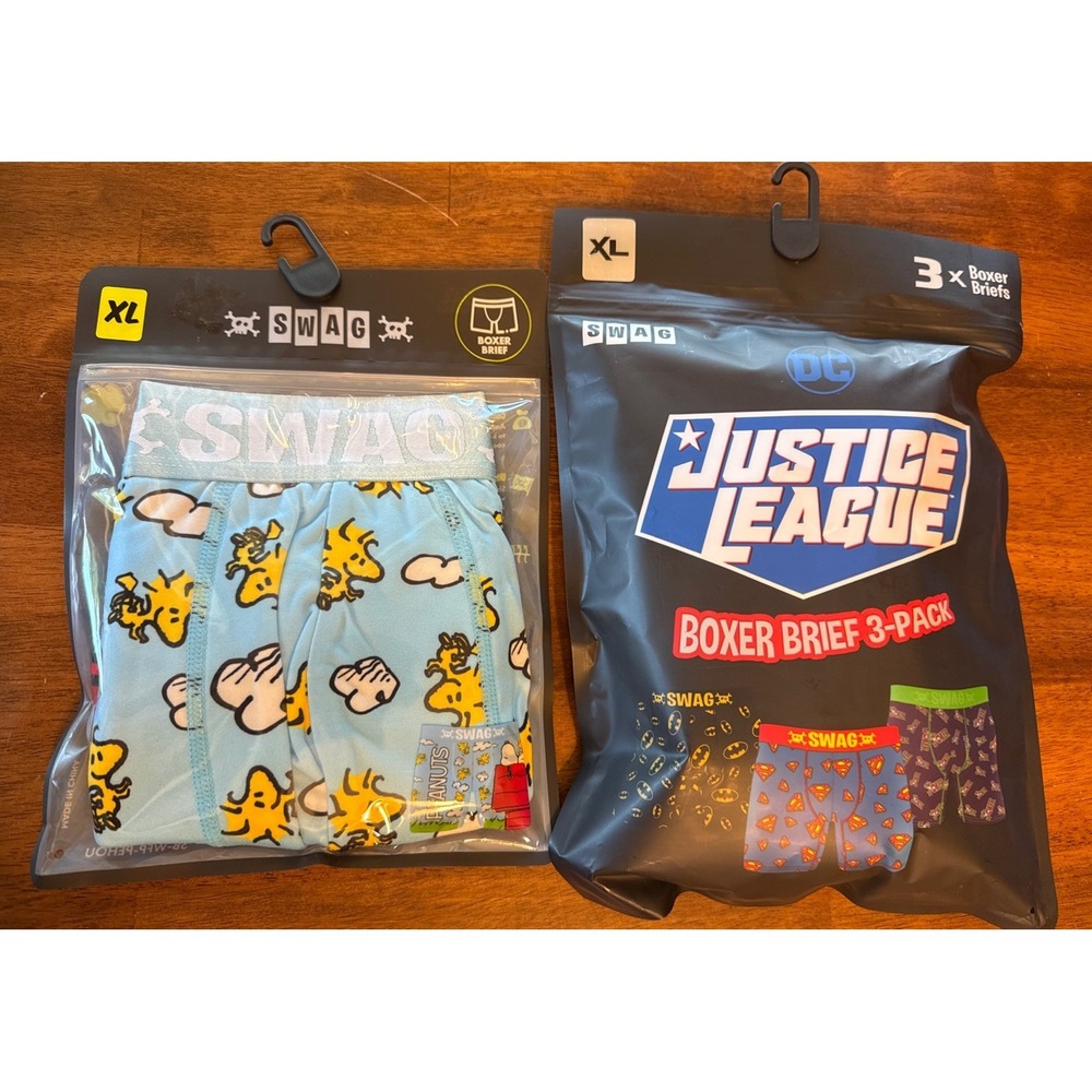 SWAG Men's Boxer Briefs Underwear LOT of 4 Pairs XL 38-40 Snoopy DC Batman NEW